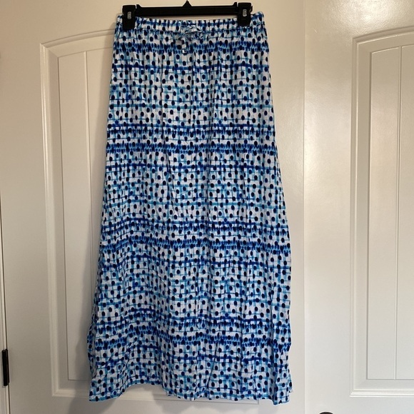 Tommy Bahama Dot Matrix Maxi Skirt Blue White Pull On Elastic Waist Sz XXS - Picture 3 of 11